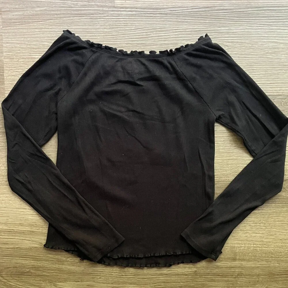 14/16 Justice Lettuce Hem Long Sleeve Ribbed Tres Chic Paris Shirt